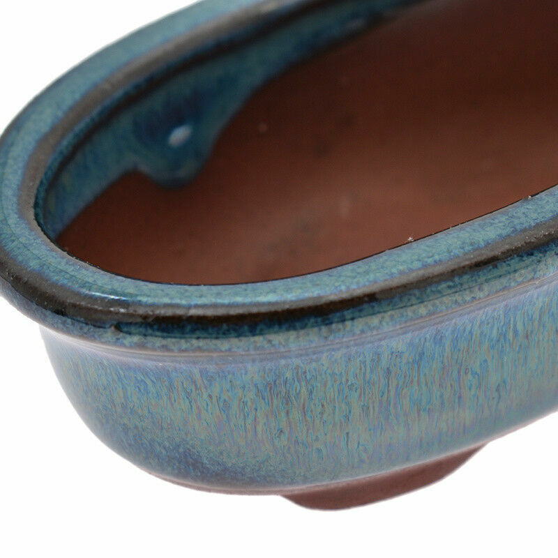 Chinese Style Ceramics Bonsai Flower Pot Dark Blue Glazed Plant Care Holder Box