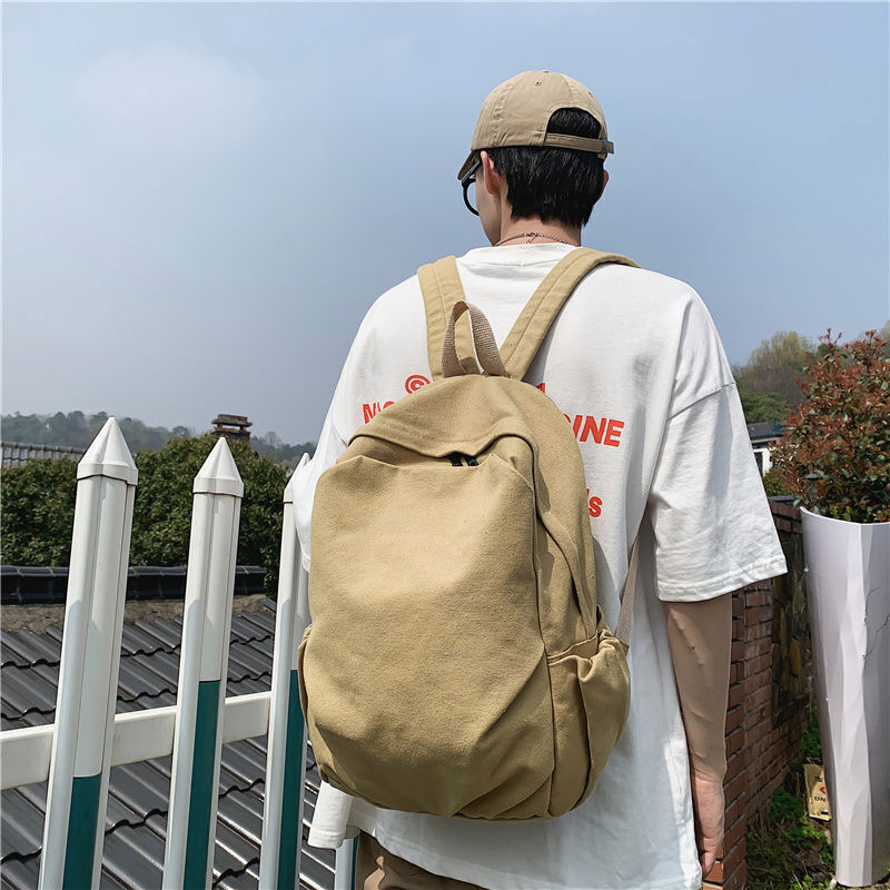 Backpacks Women Zipper School Bag Canvas Simple All-match Vintage Korean