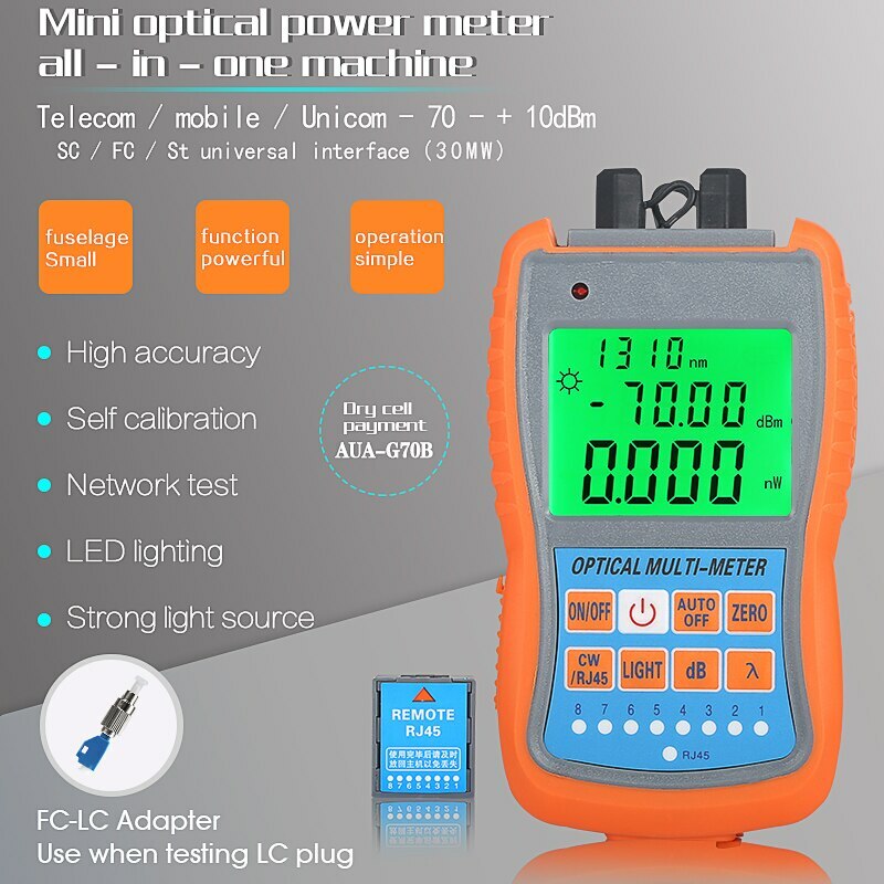 AUA-G70B/50B 4in1 Mini Optic Power Meter Visual Fault Locator Network Cable Test