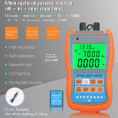 AUA-G70B/50B 4in1 Mini Optic Power Meter Visual Fault Locator Network Cable Test