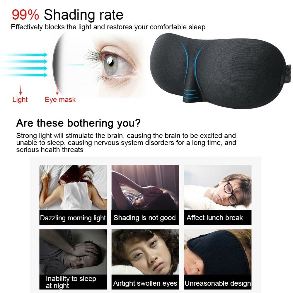 3D Sleep Mask Silk Men Women Dry Eye Mask Sleeping Padded Shade Cover Blindfold