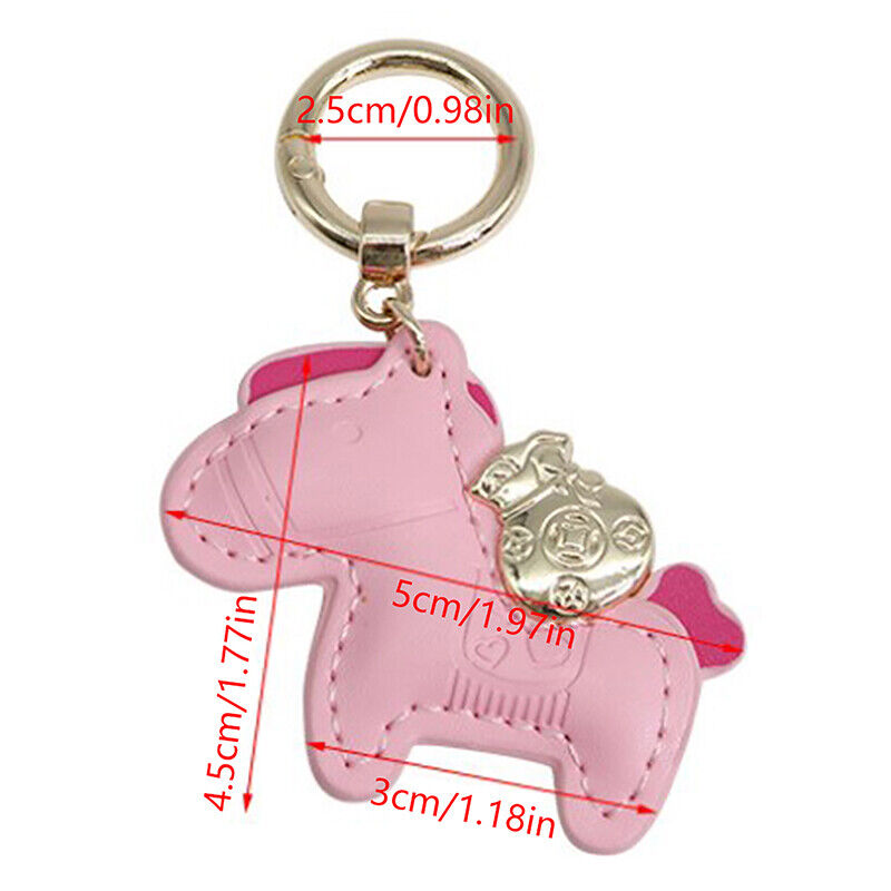 Leather Charms Bag Pendant KeyChain Cartoon Horses Keyring Cute Animal Ornament