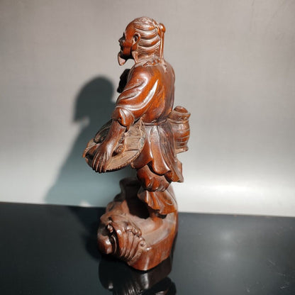 vintage wood wooden carved carving figure statue statuette fisherman sculpture