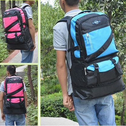 60L Men Nylon Backpack Travel Pack Sports Bag Outdoor Hiking Camping Backpack
