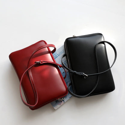 Rectangle Real Leather Shoulder bag PurseHandbag Briefcase Envelope Messenger