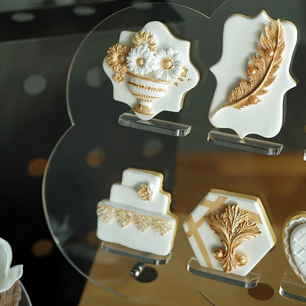Cookies Display Rack Acrylic Dessert Donut Biscuit Pastry Stand Holder 36x25x5cm