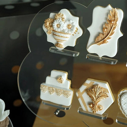Cookies Display Rack Acrylic Dessert Donut Biscuit Pastry Stand Holder 36x25x5cm