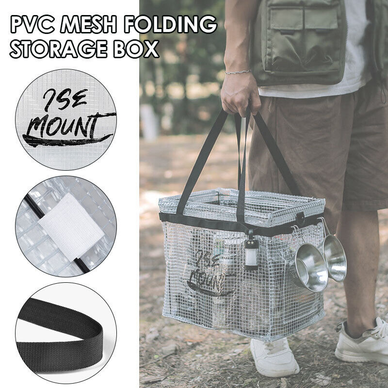 Outdoor Camping Storage Box PVC Transparent Foldable Storage Tableware Bag
