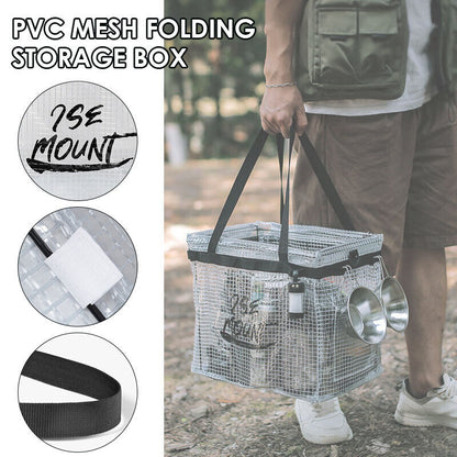 Outdoor Camping Storage Box PVC Transparent Foldable Storage Tableware Bag