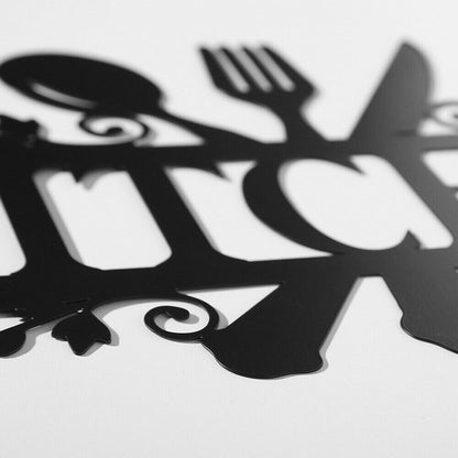 Kitchen Wall Decor Metal Black Letter Art Signs Rustic Plaques Cut Out 35.5x22cm