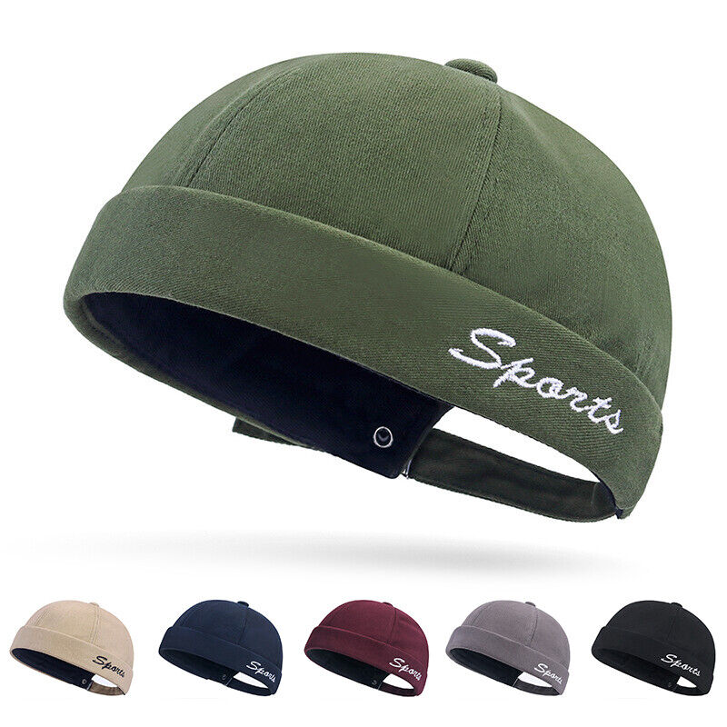 Brimless Docker Cap Hat Skullcap Sailor Rolled Cuff Retro Beanie Hats Adjustable