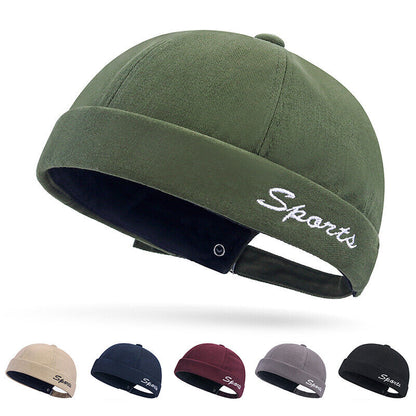 Brimless Docker Cap Hat Skullcap Sailor Rolled Cuff Retro Beanie Hats Adjustable