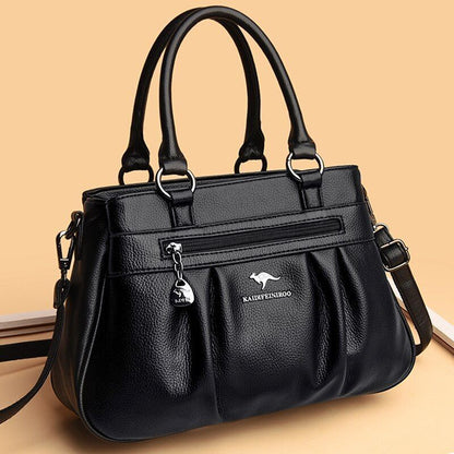 Handbag 3 Layers Leather Bags Big Capacity Tote Bag Women Vintage Shoulder Bags