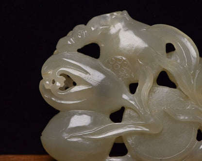 Chinese Hetian Jade Hand Carving Exquisite Statue Collection Figurines Decor Art