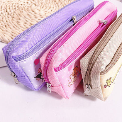 Student Kuromi Pencil Bag Double Grid Zipper Bag Stationery Bag Storage Bag
