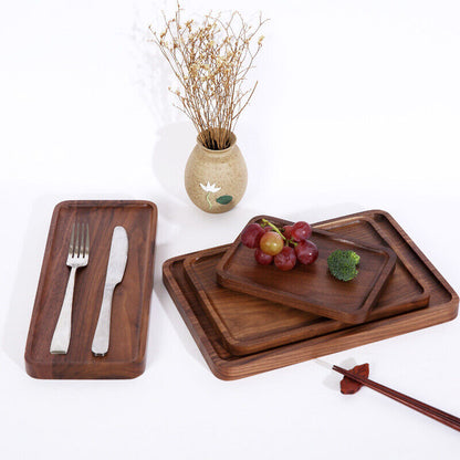 1pcs Wooden Serving Tray Square Plate Tableware Food Tea Server Kitchen Dishes