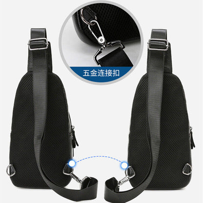 Sling Backpack Men's Genuine Leather Crossbody Chest Bag Shoulder Bag Breathable