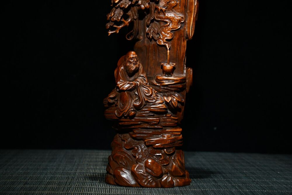 China Boxwood Carving Damo Buddha Statue Sculptures Wooden Figurines Decor Home