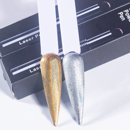 Nail Powder Cushion Pen Glitter Holographic Laser Gold Silver Shimmer Pigment 1g