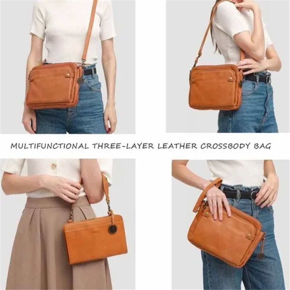 Three Layer Leather Crossbody Shoulder Bag Women's Handbag Bag Crossbody Bags