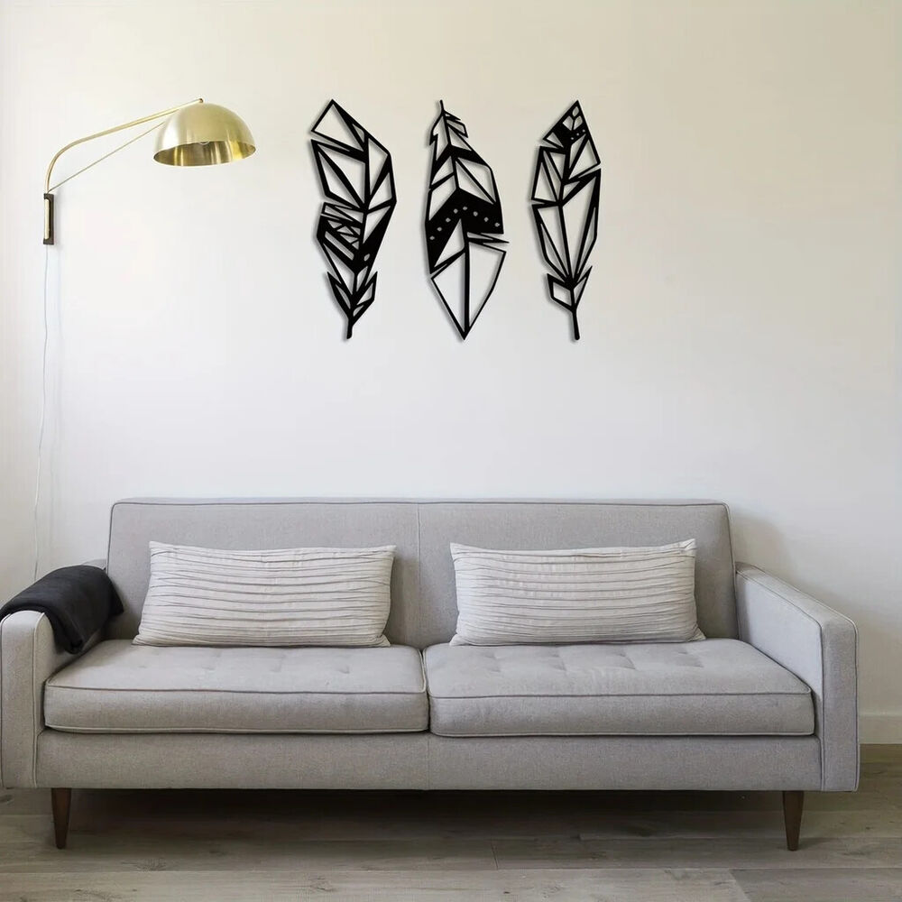 3pcs, Modern Feather Metal Wall Art - Stunning Home Decor for Room