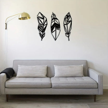 3pcs, Modern Feather Metal Wall Art - Stunning Home Decor for Room