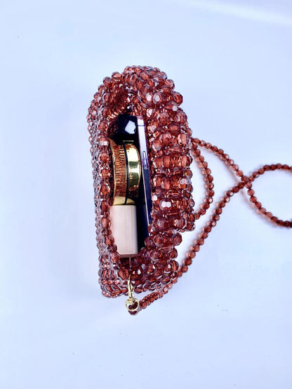 Beaded Knitted Pillow Type Handheld Crossbody Dual Purpose Acrylic Bag