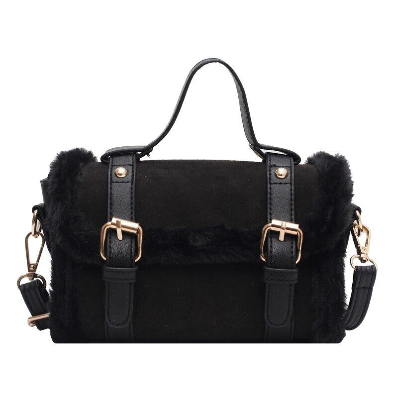 Matte Leather Lambswool Small Handbags Women Shoulder Bags Crossbody Bag Fur