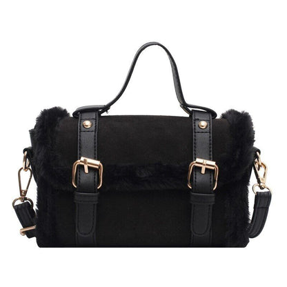 Matte Leather Lambswool Small Handbags Women Shoulder Bags Crossbody Bag Fur
