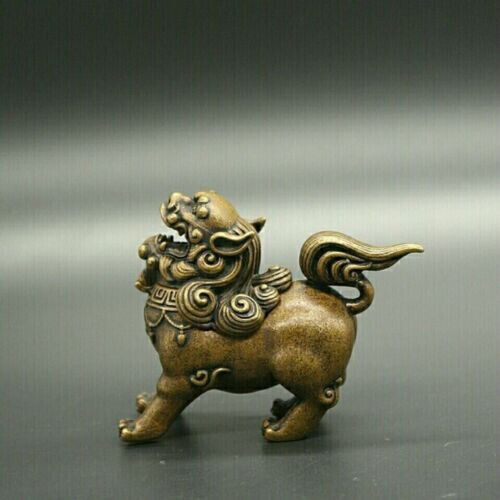 Chinese antique collection BrassUnicorn Sculpture incense Burner Statue