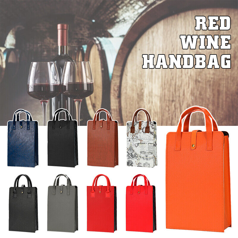Red Wine Bag Exquisite Gift Oxes Portable PU Leather Bag Handle Champagne Bag