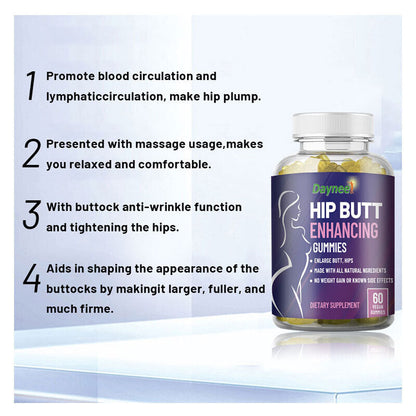 Natural Hip Butt Enhancing Gummies - Big Butt Capsule, 60 Capsules per Bottle