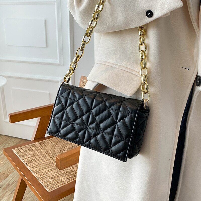 Shoulder Bag Thick Chain Underarm Bags Women Handbags Purses Ladies Crossbody