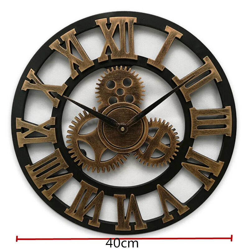 Wall Clock European Wood Home Wall Watch Living Room Office Bar Wall Art