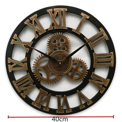 Wall Clock European Wood Home Wall Watch Living Room Office Bar Wall Art
