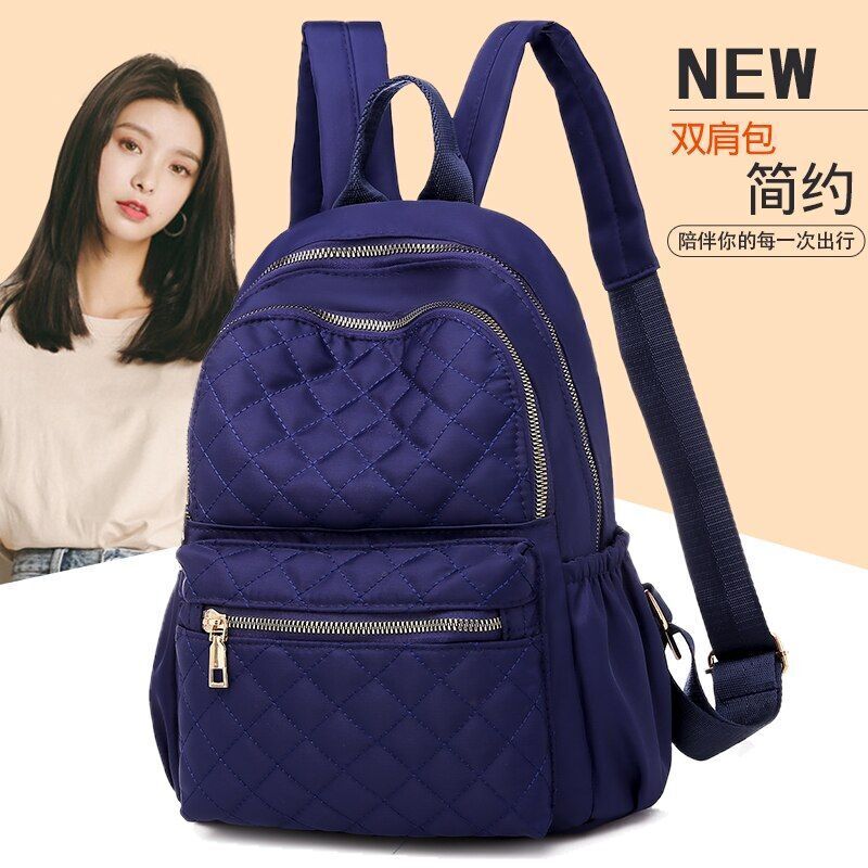 Leather Plaid Backpacks Multi Layer Zipper Fashion Shoulder Traveling School Bag