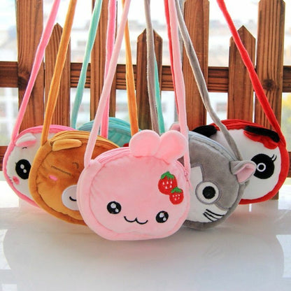 Cartoon Plush Lovely Children Purse Messenger Bags Animal Panda Cat Fluffy Baby