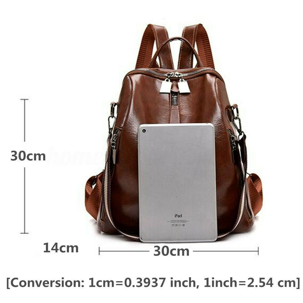 Womens Ladies PU Leather Handbags Backpack Shoulder Bags Back To School Rucksack