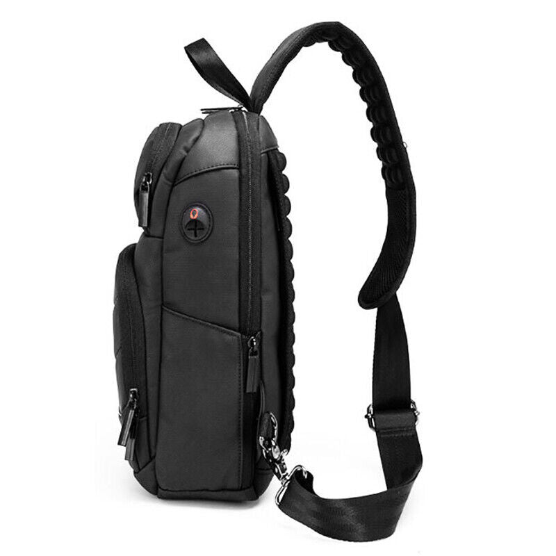 Men's Sling Backpack Oxford cloth Waterproof Crossbody Bag USB Port Sport Bags