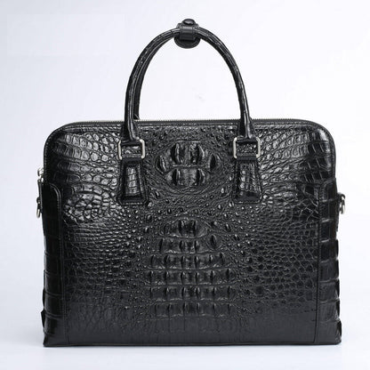 Handcrafted Siamese Alligator Skin Men's Luxury Business Briefcase Handbag