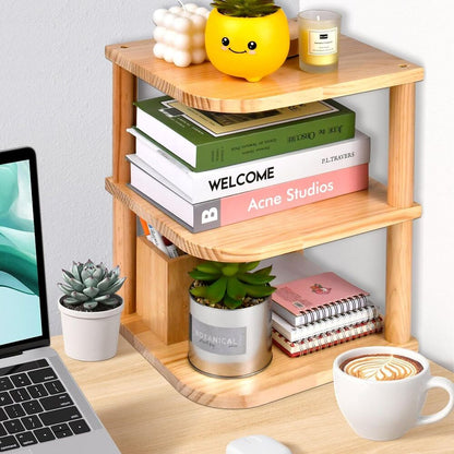 Wooden 3 Tier Corner Shelf Organizer Desktop Countertop for Kitchen Bathroom