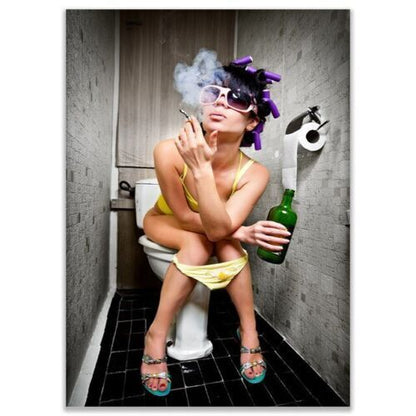Modern Toilet Sexy Woman Canvas Painting Canvas Wall Art Home Decor Wall Picture
