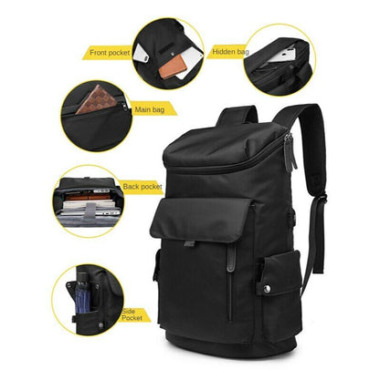 Mens Large Capacity 17 Inch Laptop Backpack USB Travel School Bag for Teenager