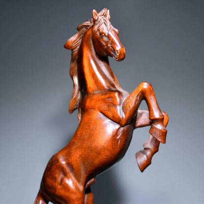 Chinese Vintage Boxwood Carving Horse Statue Collection Sculpture Nice Art Work