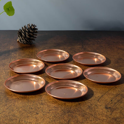 Mini Decorative Tray Copper Dish Buddhist Bowl Meditation Plate Supplies 8x1.2cm
