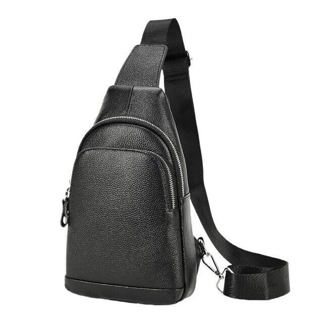 100% Genuine Leather Crossbody Bag Chest Bag Hiking Sling Backpack Shoulder Bag