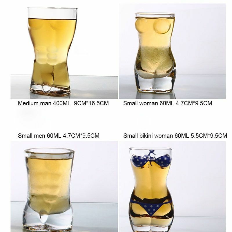 60/400ML Unique Beer Cups Funny Body Shape Wine Glass Whisky Vodka Shot Glasses