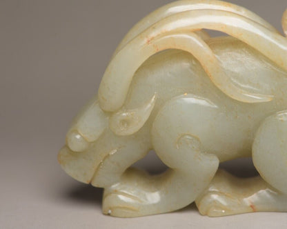 Chinese Old Natural Hetian Jade Carved Sculpture Exquisite Beast Statue Art Rare