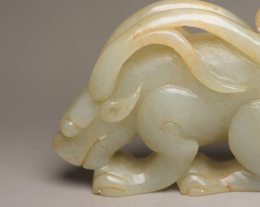 Chinese Old Natural Hetian Jade Carved Sculpture Exquisite Beast Statue Art Rare
