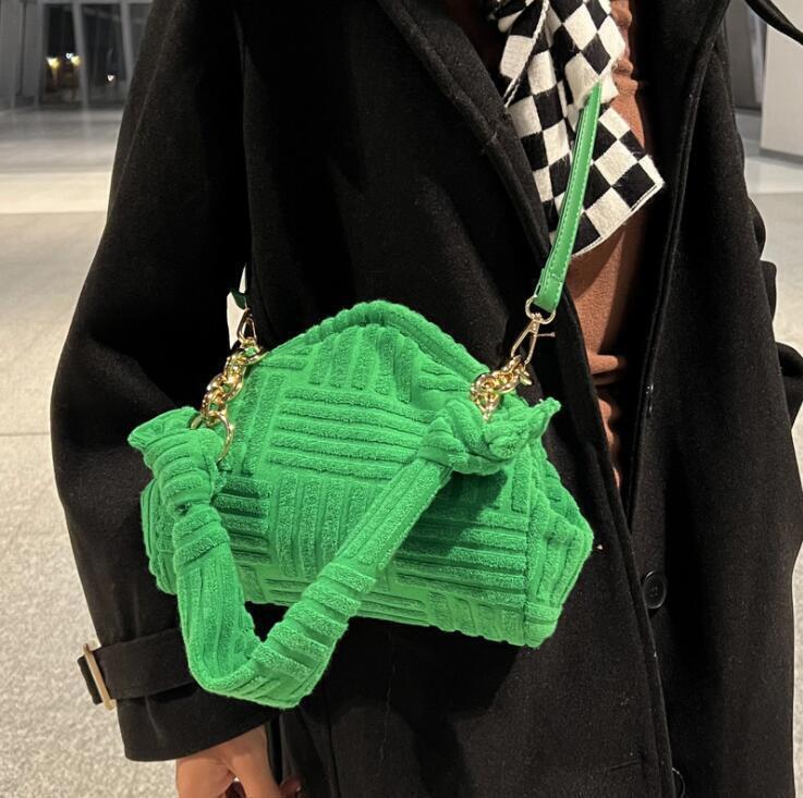 pattern women plush triangle clip handbag all-match bag shoulder bag